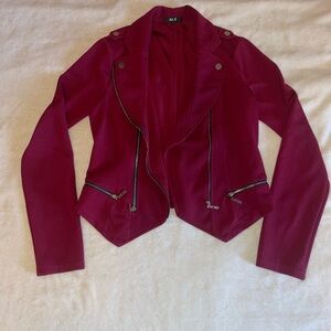Elegant Women's Burgundy Blazer with Zipper Accents